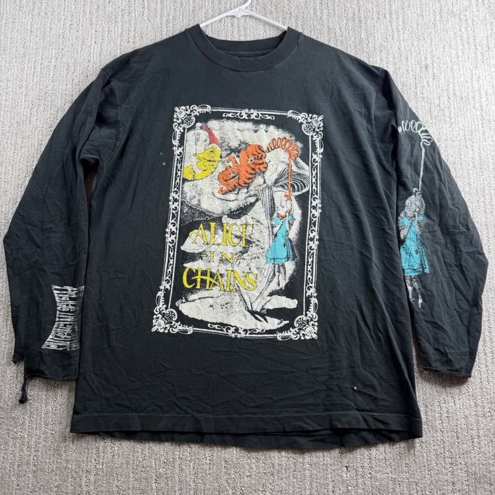 Vintage Alice In Chains Wonderland Long Sleeve Band T-Shirt Mens Size XL Black